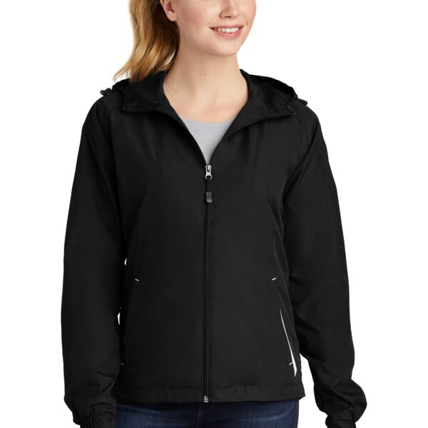 Ladies Colorblock Hooded Raglan Jacket Thumbnail